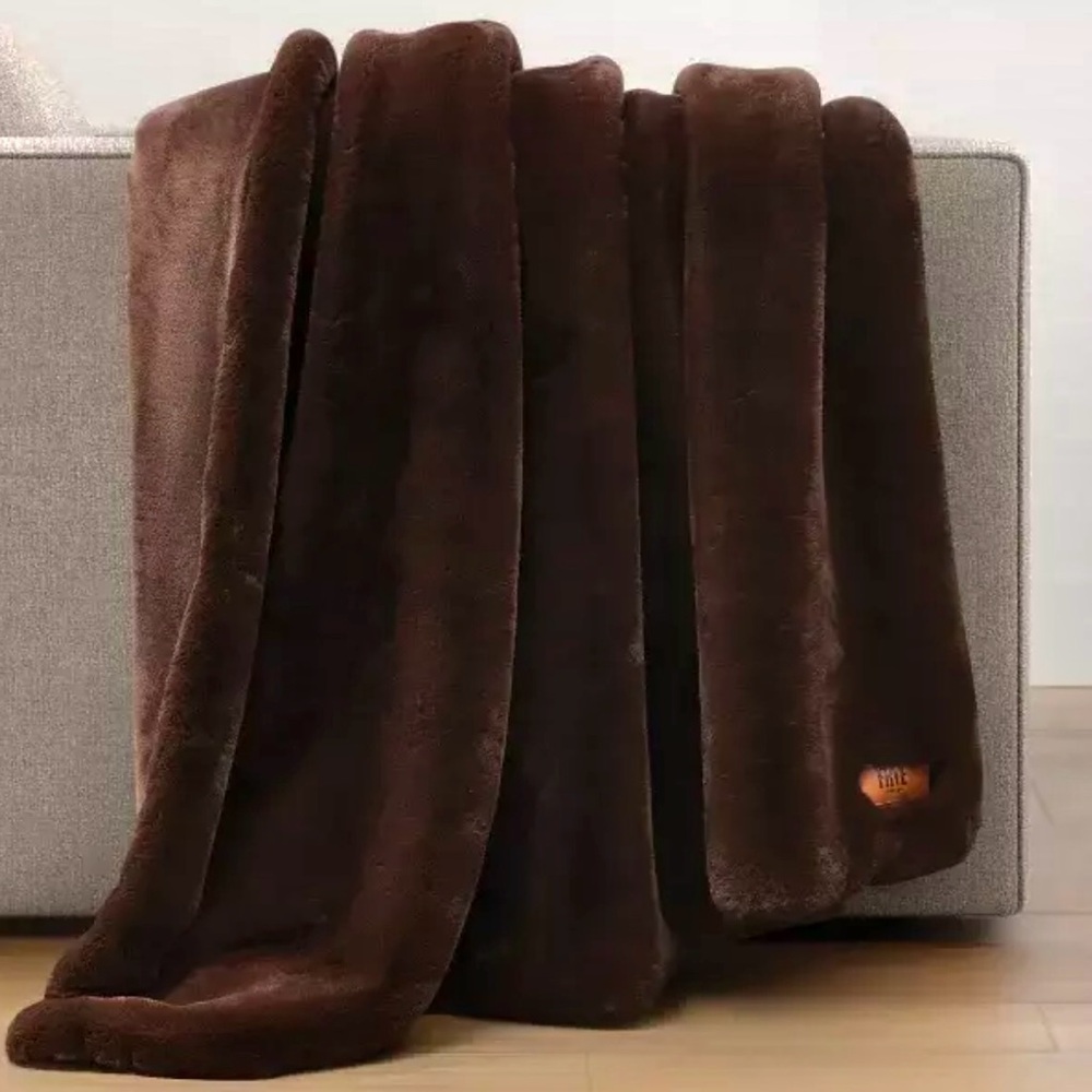 Brown Plush Furniture Cover Accent Blanket